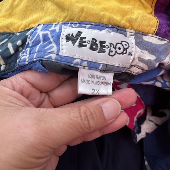 We Be Bop 2XL Funky Oversize Patchwork Swirl Groovy Animal Print Flora 90s Shirt - Picture 3 of 10